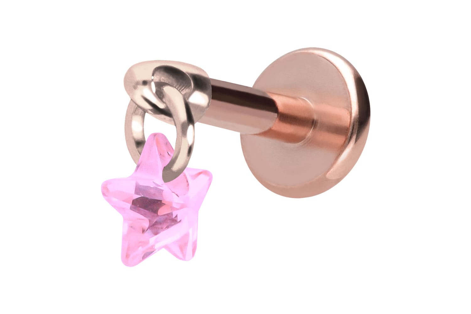 Titan Labret Piercing mit Innengewinde KRISTALLSTERN